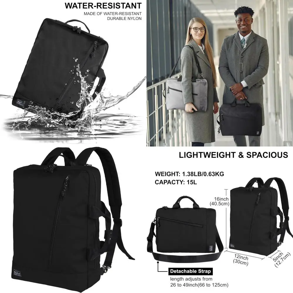 

Универсальная сумка-мессенджер для ноутбука 3-в-1, трансформируемая для деловых и повседневных нужд, водонепроницаемая, черная