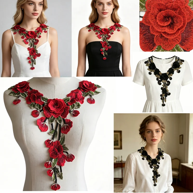 

2 pieces of exquisite and elegant three-dimensional embroidery garment accessories for DIY