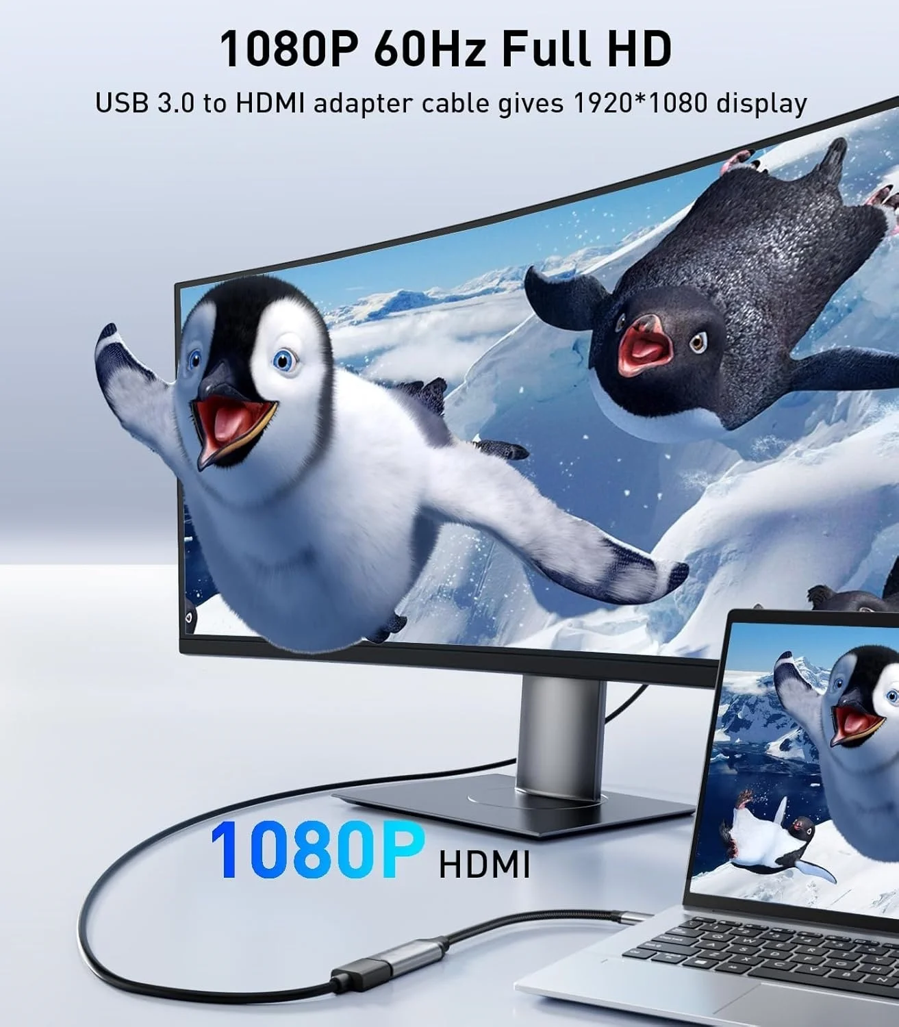 5 個の USB 3.0/2.0 オス - HDMI メスアダプター 1080P 60Hz マルチディスプレイケーブルコンバーター ジャケット TPE & PVC ウィンドウ XP/7/8/10/用