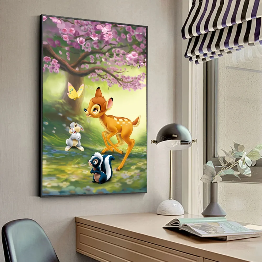 1PC Disney Bambi Poster Stickers Art Wall Murals Decor Game Room Decor Gifts Kawaii HD Painting Cat Cars