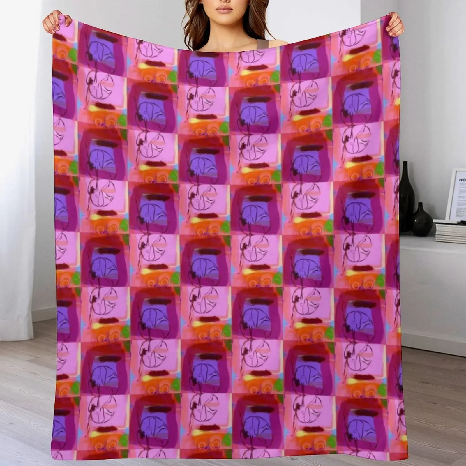 

Aerial Dancer in Circles and Squares Throw Blanket Single Hair Custom Vintage Blankets