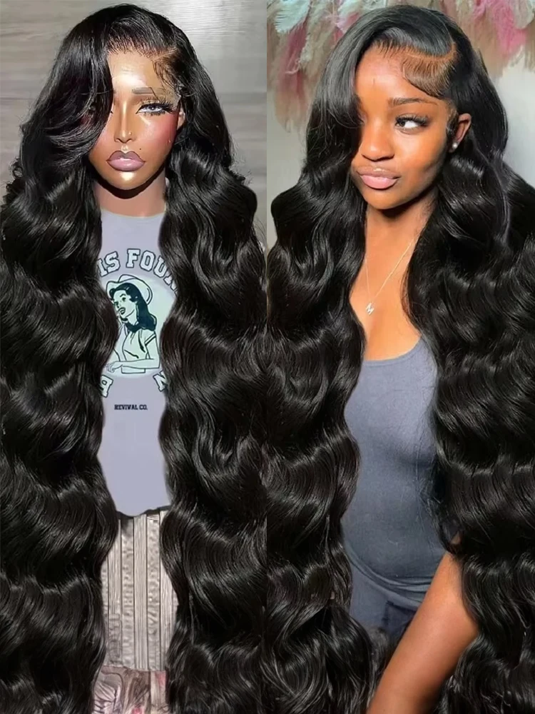 40 46 بوصة شعر مستعار مموج بدون صمغ 13x4 13x6 HD الدانتيل الجبهة البرازيلي الشعر البشري قبل قطع ارتداء الذهاب للنساء السود لا حاجة للغراء