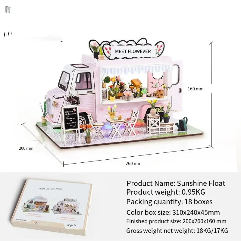 2025 حار لتقوم بها بنفسك خشبية مصغرة زهرة متجر أطقم منمذجة-اليدوية تجميع ديكور لعبة الإبداعية الحرفية هدية للديكور المنزل #5