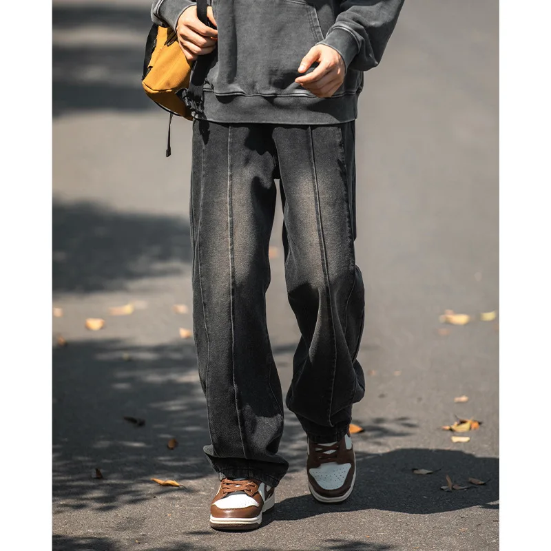 High Street Wash Denim Jeans For Men Autumn Trendy Three-dimensional Stitching Loose Jeans Pants Y2K Streetwear Unisex Clothing