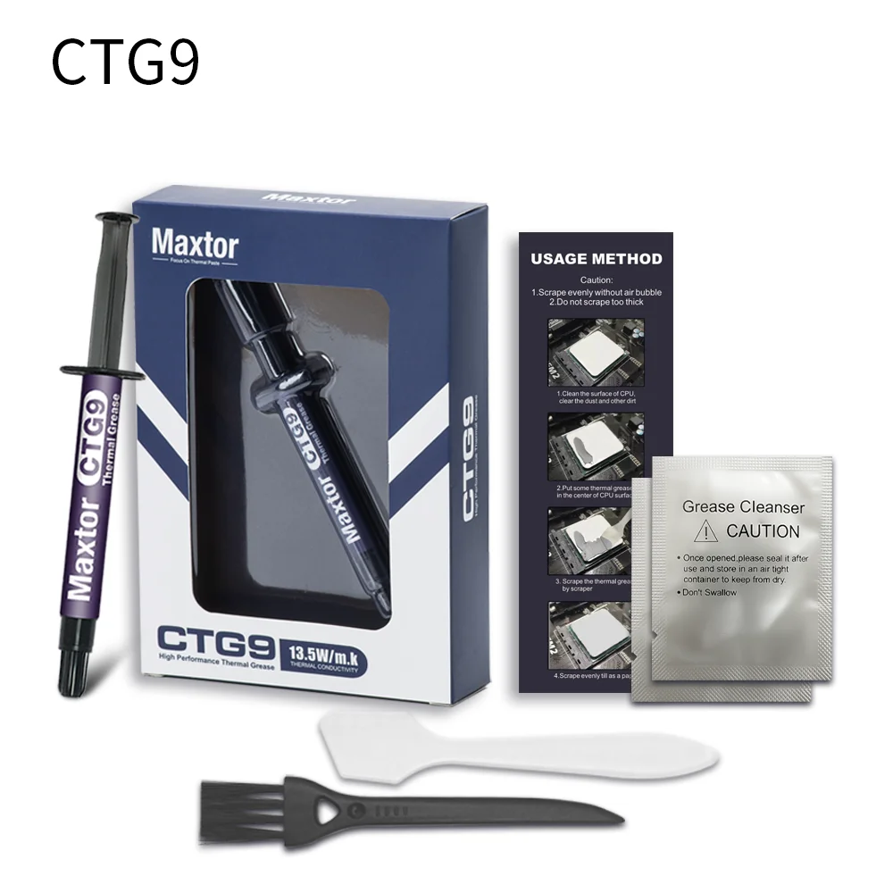 Maxtor-Pâte de graisse thermique CTG9, 13.5W/mk, composé de silicone pour processeur CPU, dissipateur thermique, plâtre conducteur de