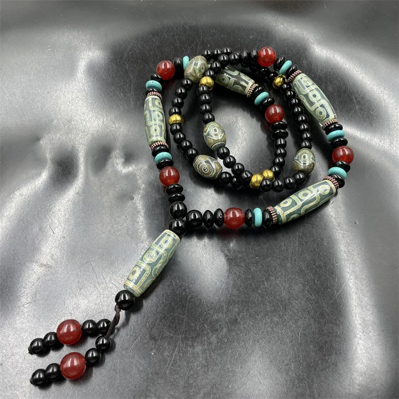 Cheap Jade Tibetan Green Dzi Bead Sweater Chain Tibet Old Agate Necklace Special Offer