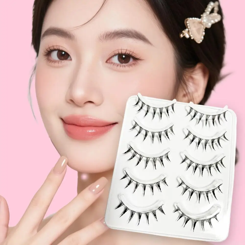5 Paar Cosplay Air Falsche Wimpern Little Devil Manga Anime Verlängerungswimpern Transparentes dünnes Band Nasse stachelige Wimpern Make-up – Detail 4