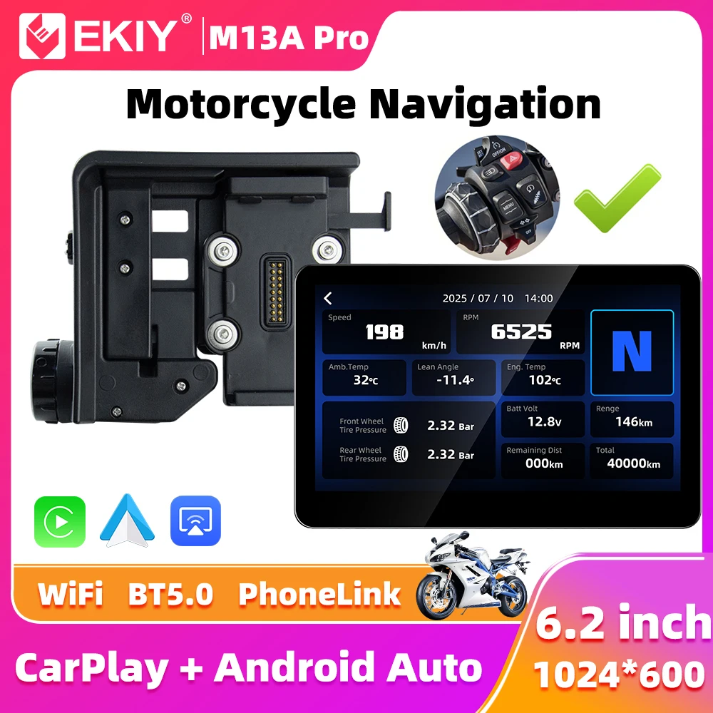 

Беспроводная система CarPlay и Android Auto EKIY 6.2 дюйма для мотоциклов BMW R1200GS, R1250GS, F800, F900, S1000XR, GPS-навигация для WonderWheel