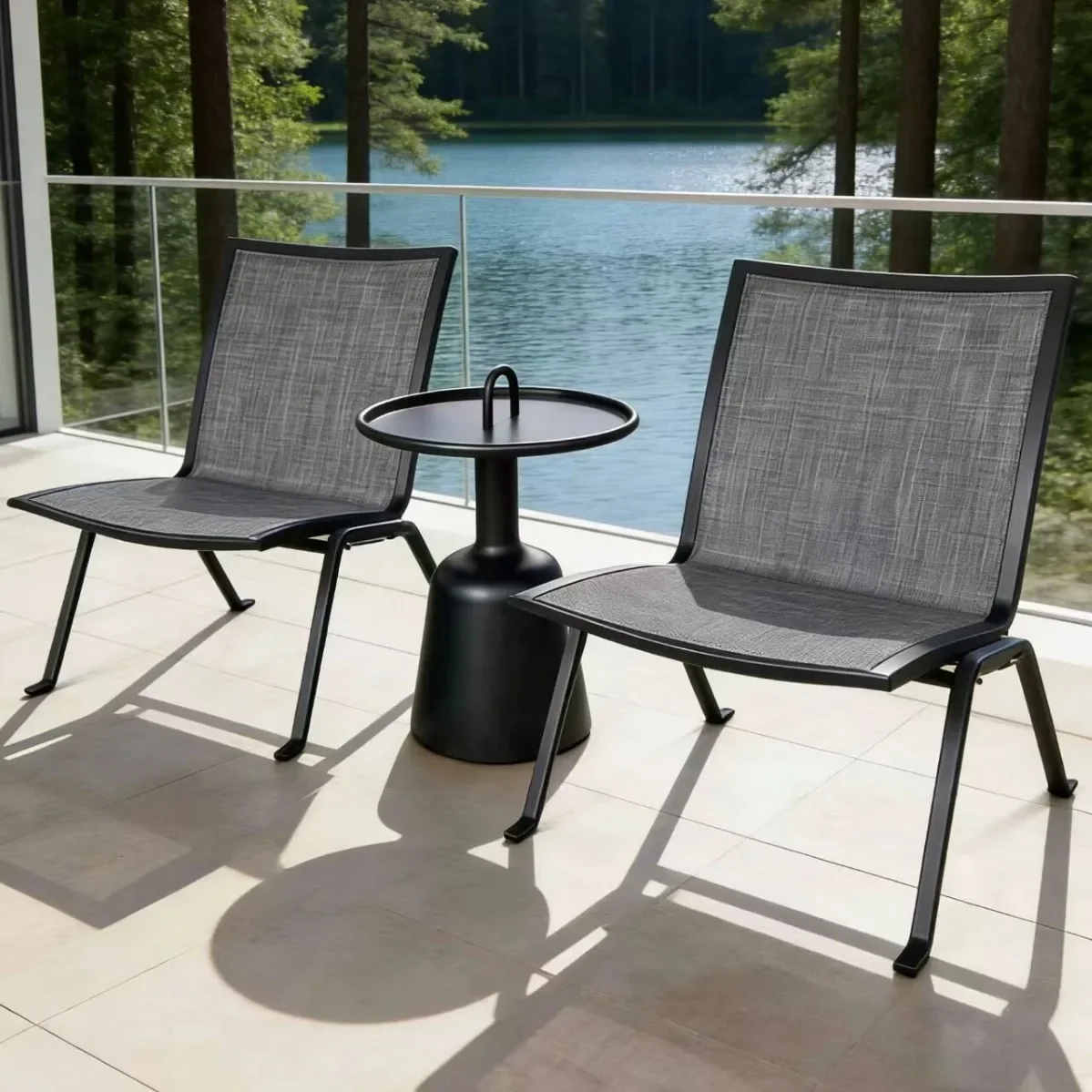Waterproof and sunproof outdoor leisure balcony, outdoor garden backrest tables and chairs, outdoor courtyard chairs