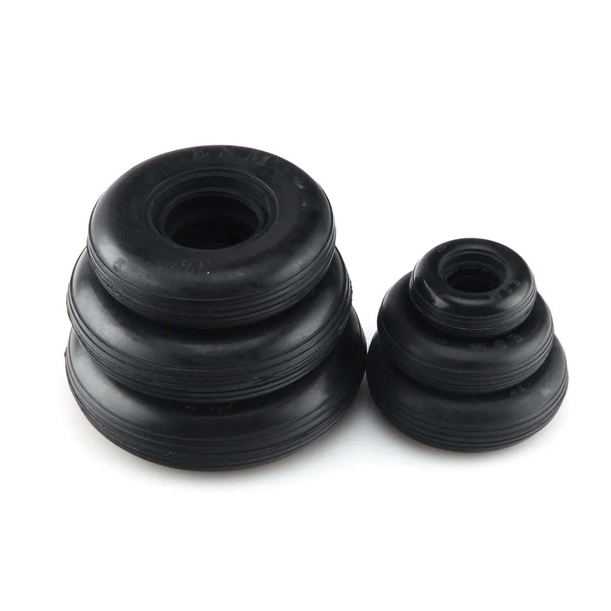 1 Pair 1.75/ 2.5/ 3/ 3.5/ 4/ 4.5 inch Hollow Rubber Wheel Replacement Spare Tires