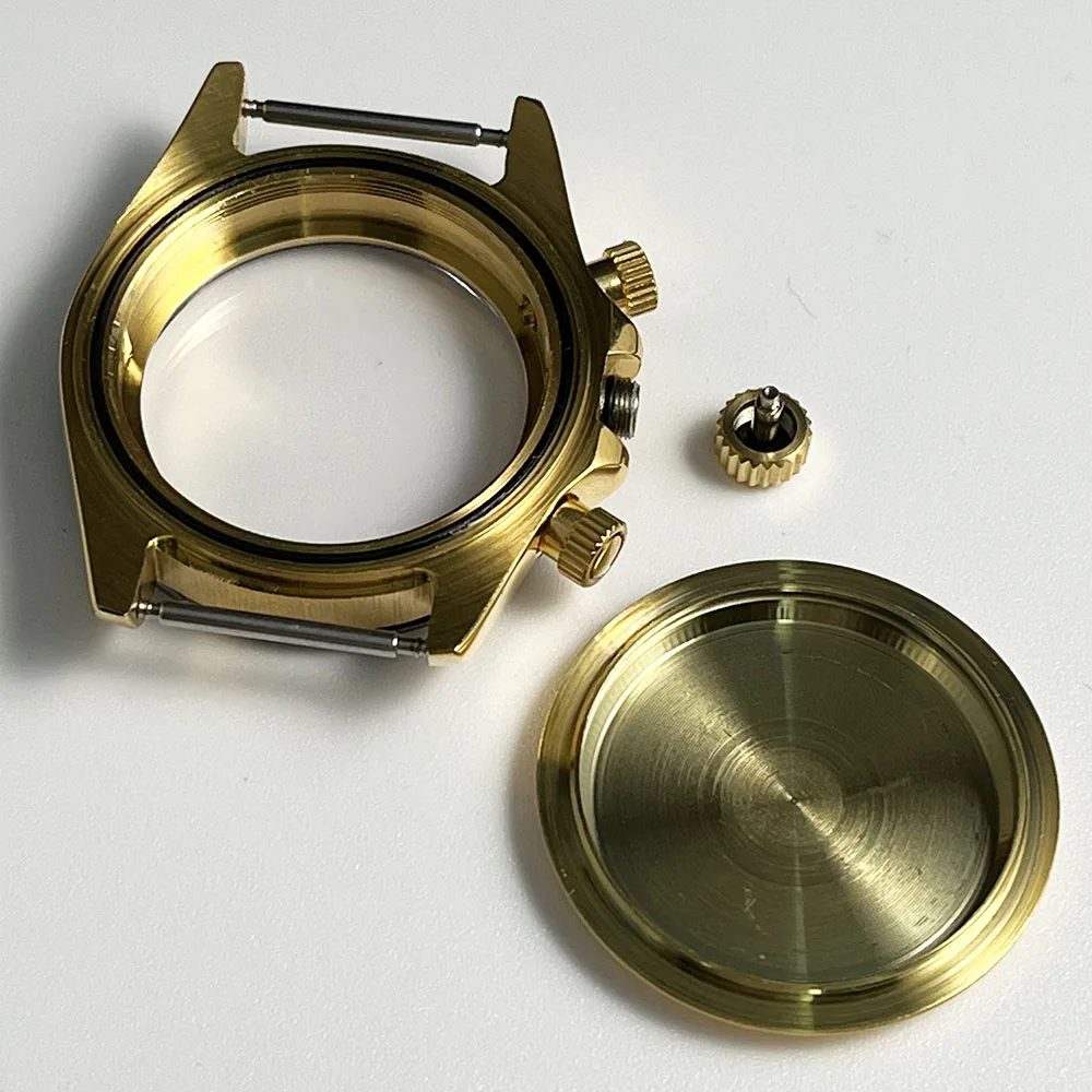 New Stainless Steel Ceramic Ring VK63 Three Eye Quartz Movement Combination 39MMPVD Coating Case Replacement Part