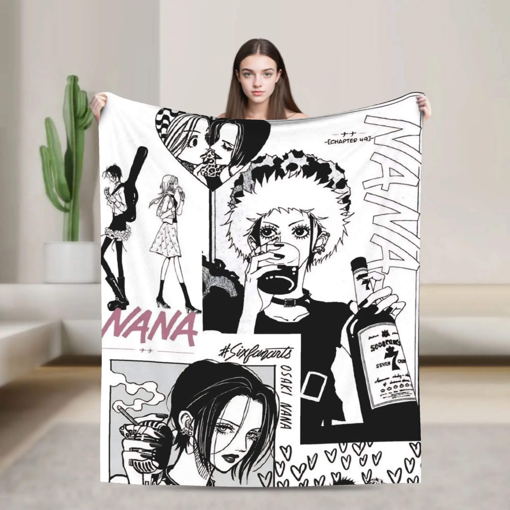 Nana Hachi  Manga Wool Blanket Anime Fashion Throw Blanket for Home 150*125cm Bedspreads