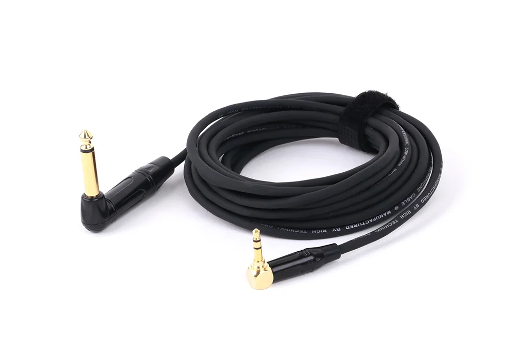 1pc Gold platte rechtwinklig 6,35 Mono-Buchse auf 3,5 Stereo-Buchse unausgeglichenes Lautsprecher verstärker kabel für Gitarren-Keyboard-Kabel – Detail 5