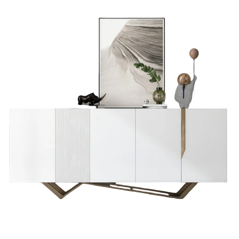 A  light luxury paint dining side cabinet solid wood entrance entrance cabinet modern simplicity