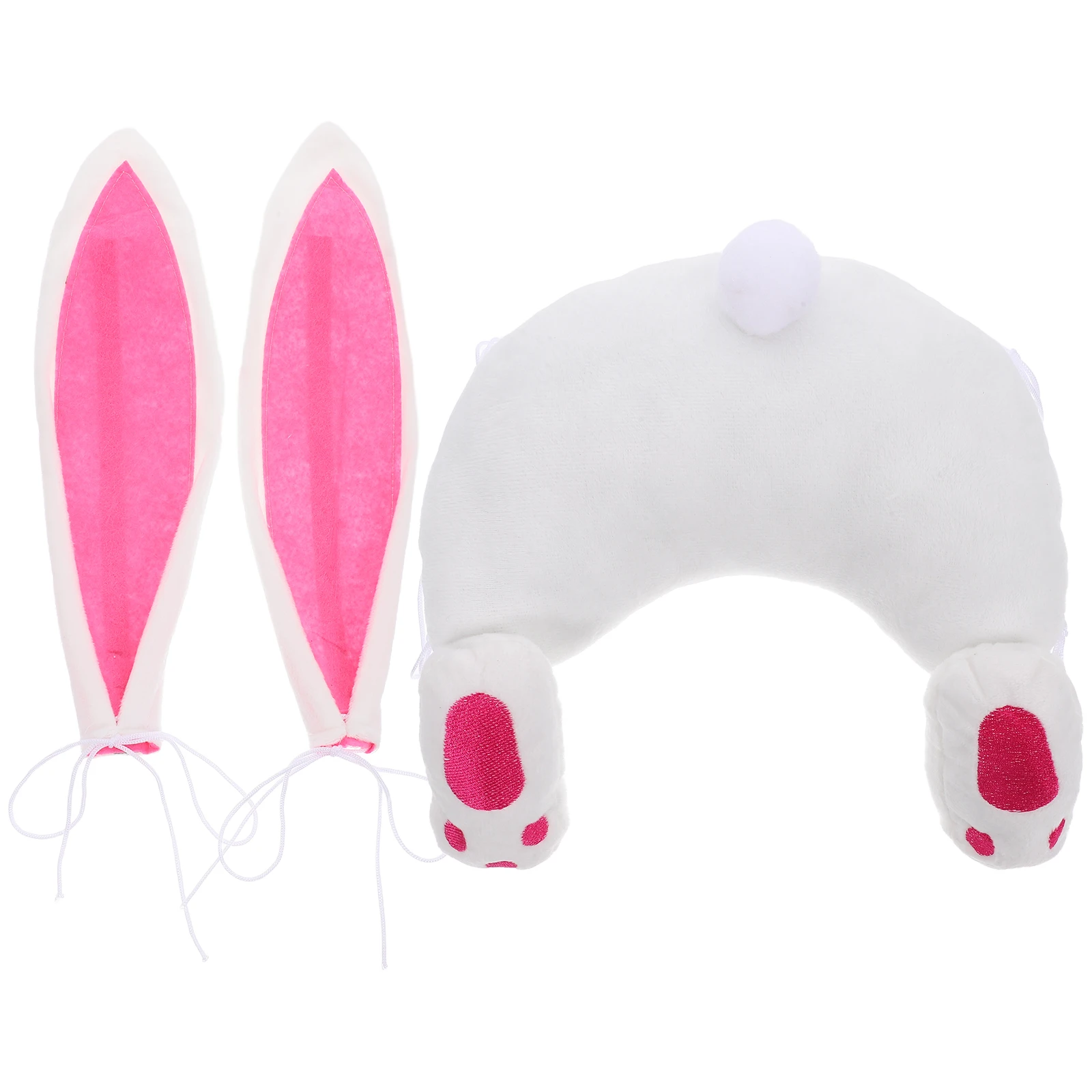 

1 set Easter Bunny Wreath Accessories Flannel Craft DIY Decor Cute Rabbit Ears Tail Ornament Spring Festival Holiday Indoor
