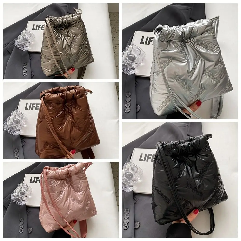 Solid Color Embroidery Bucket Bag Cloud Underarm Bag Letter Bubble Shoulder Bag Large Capacity Shopping Bag