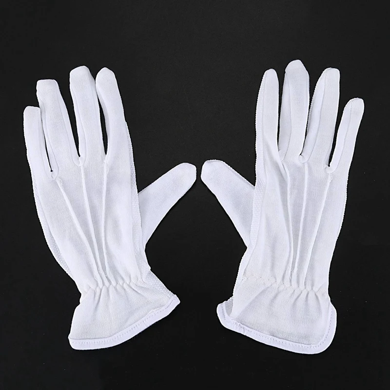 4 Pair Protective Anti-Slip White Cotton Work Driving Gloves