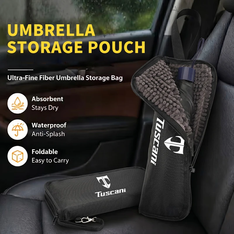 Car Umbrella Organizer Oxford Chenille Storage Cover Valve Core For Hyundai N Line Performance I20 IX35 I30 Sonata Elantra