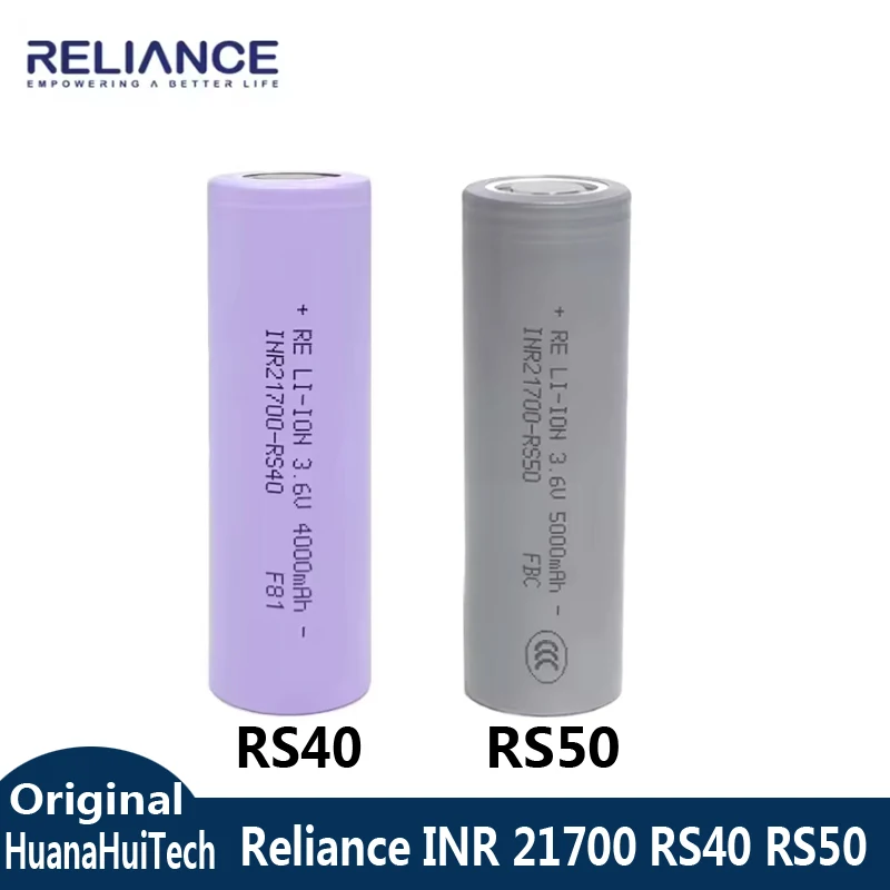 

Аккумулятор Reliance INR 21700 RS40 4000 мАч RS50 5000 мАч CDR 70A 3.6V, литий-ионный, высокотоковый, для электроинструментов