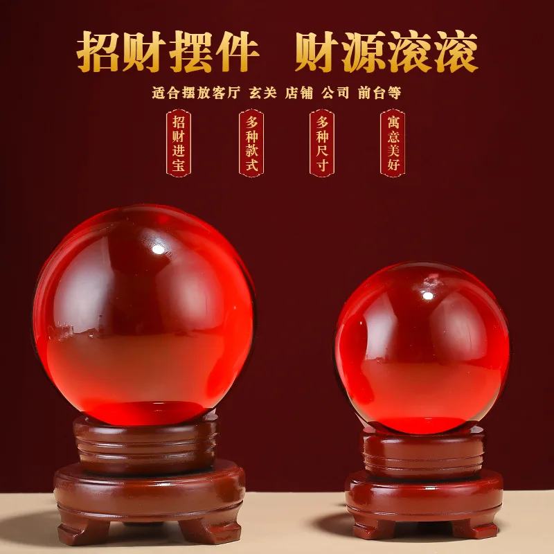 Yellow crystal ball decoration White Red Green Blue pink transparent glass ball lucky rotatable opening living room decorations