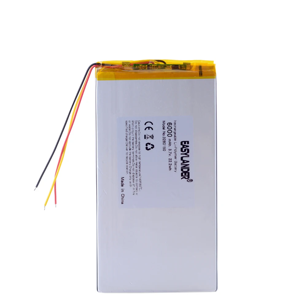 

3Lines 3.7v 6000mah 3282150 3080150 3285150 3285150 Li-ion Battery For V88, V971 M9 Tablet Pc