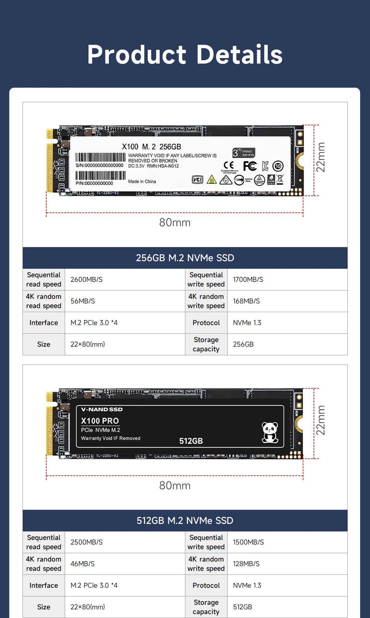 SSD Solid State Drive 256G M.2 PCle 3.0 Schnittstelle NVMe-Protokoll Fast Tead und Schreiben für Jetson Raspberry Pi Board Laptop Desktop – Detail 5