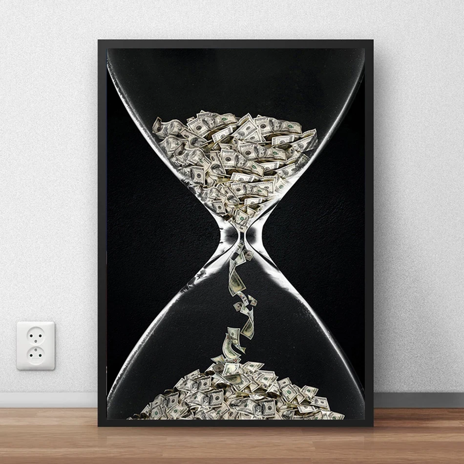 

Abstract Surrealism Canvas Painting the Hourglass Posters Money Dollar Prints Wall Art Home Decor Living Room Picture Decoration