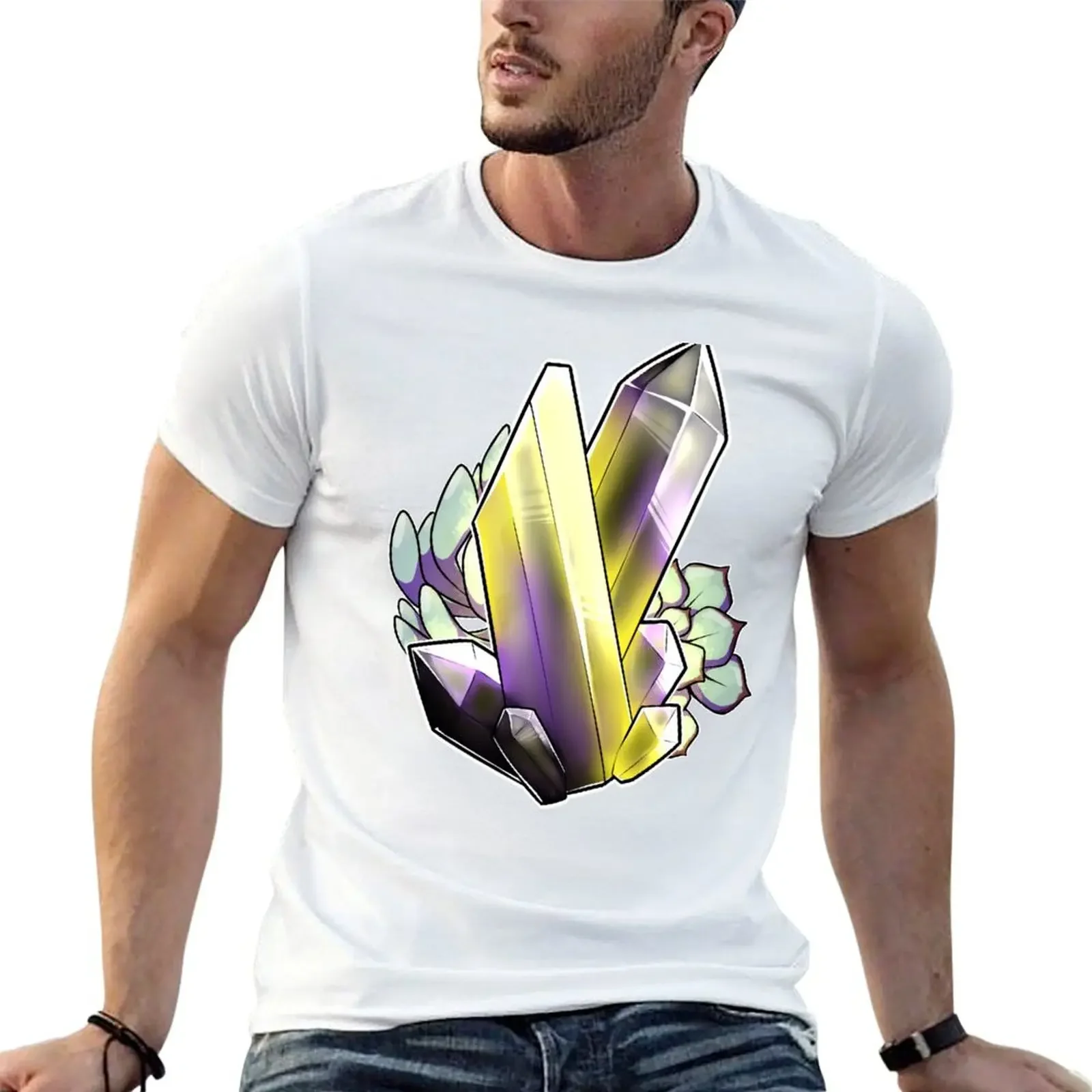 

Non-binary Pride Crystal T-Shirt oversized t shirt boys whites customizeds mens graphic t-shirts anime