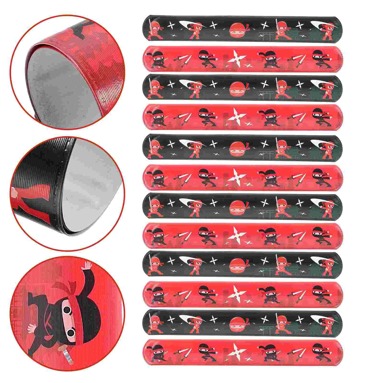 12 Pcs Pat Ring Bracelet Animal Slap Wrist Bracelets Bands for Party Bags Bulk Ninja Straps