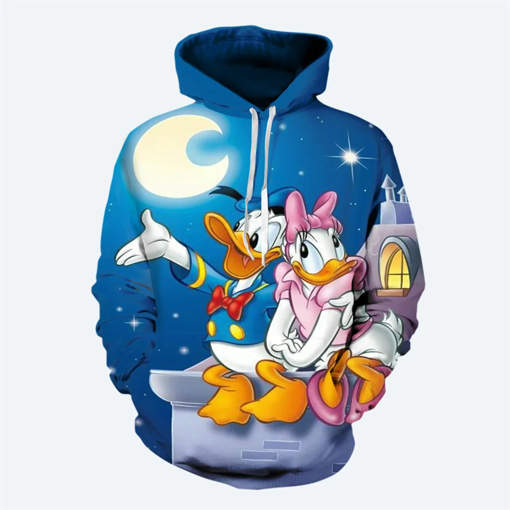 Disney Boys Girls Hoodies Donald Duck Men's Hoodies 3D Printed Mickey Mouse Pullover MINISO Men's Hoodies New Men's Clothing