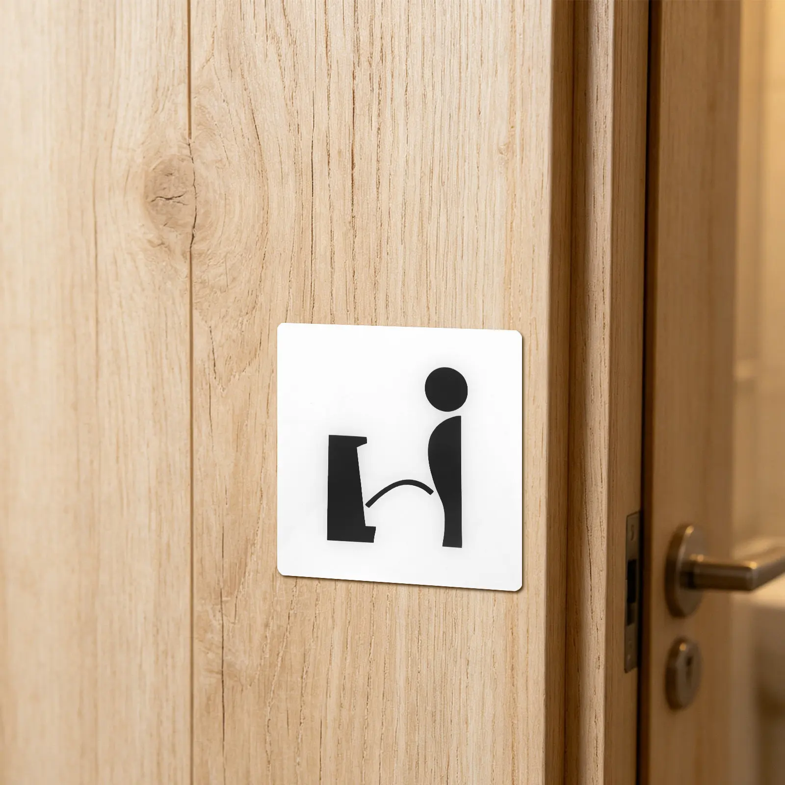 2pcs Male Urinal Sign - Acrylic Self Adhesive Bathroom Pee Icon Notice Sign for Men Washroom Door Office Restroom Decoration