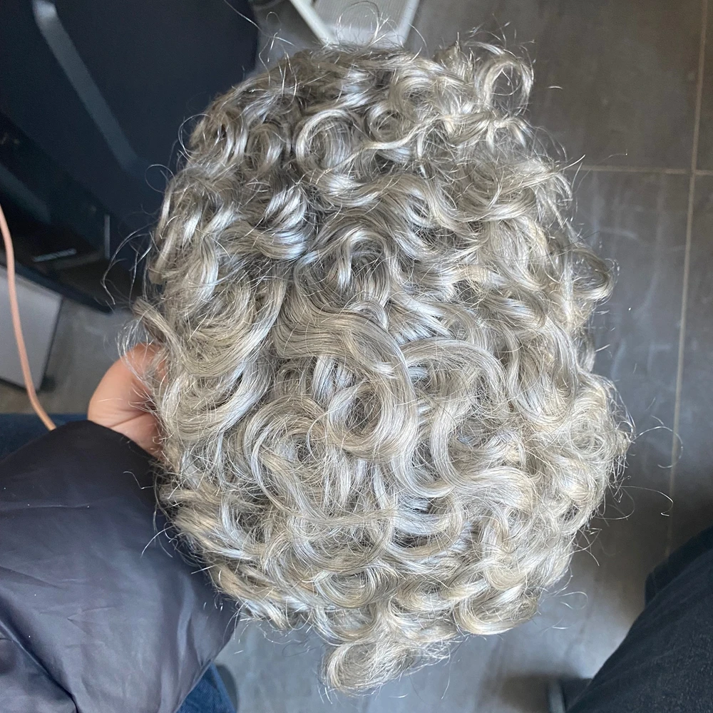 

Натуральный мужской парик-накладка Real Swiss Lace Front Q6 25 мм с кудрявыми волосами, дышащий, с естественной линией роста волос