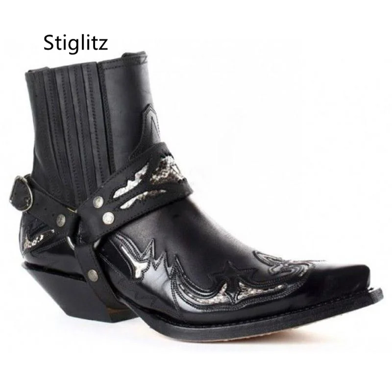 Retro Western Cowboys tiefel für Männer braune Stiefeletten Herren Frühling und Herbst Kreis Schnalle Reiten Motorrads tiefel Herren schuhe