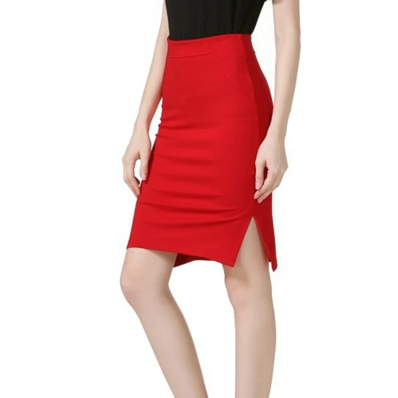 High Elastic Women's New Three-split Package Hip Slim One Step Professional Skirt