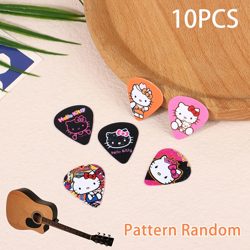 10Pcs Sanrio Hello Kitty Guitar Paddle Kawaii Kt Cat Cartoon Bass Thickness Plastic Accessories Acoustic Guitar Pick Guitar Pick