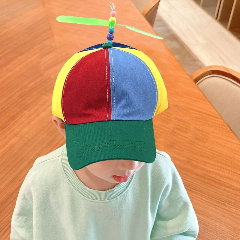 Removable Helicopter Baseball Hat for Party Funny Sun Hat for Parent Child Outdoor Sun Hat Detachable Propeller Hat Q81A