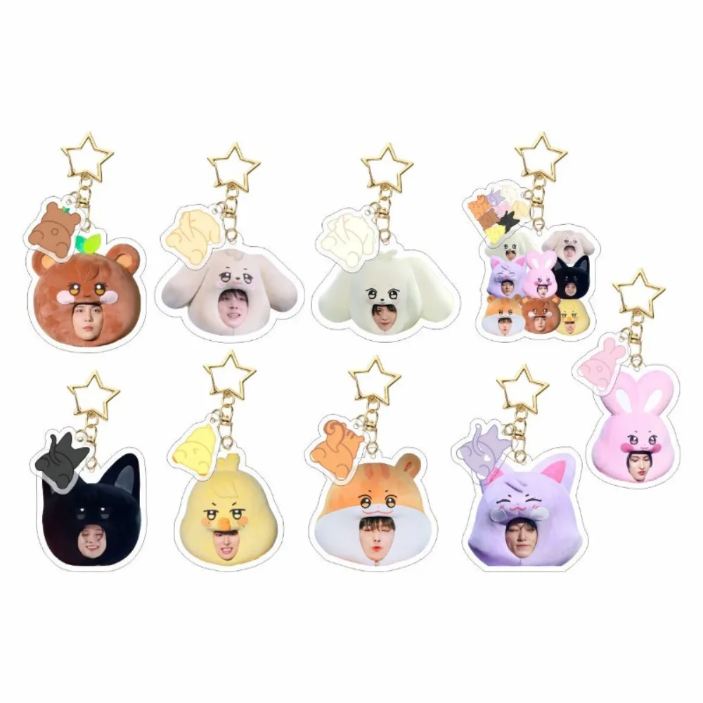 Korean Popular Lovely Keychain Albums Keychain WooYoung JongHo YunHo HongJoong Star Peripheral Two-sided Bag Keyring Pendant