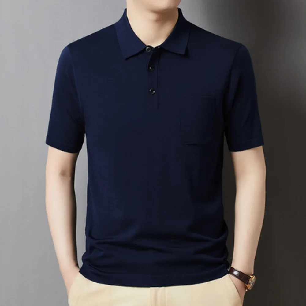 

Men's Summer Knitted Short Sleeve Polo Shirt Solid Color Multiple Choices Thin Y2K Style Breathable Casual Streetwear