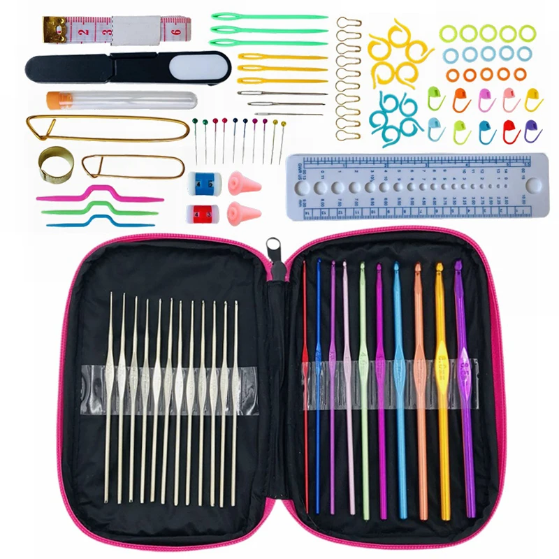 Crochet Hooks Set, 14/31/52/100/127Pcs Knitting Supplies Crochet Kit for Beginners, Ergonomic Crochet Hooks