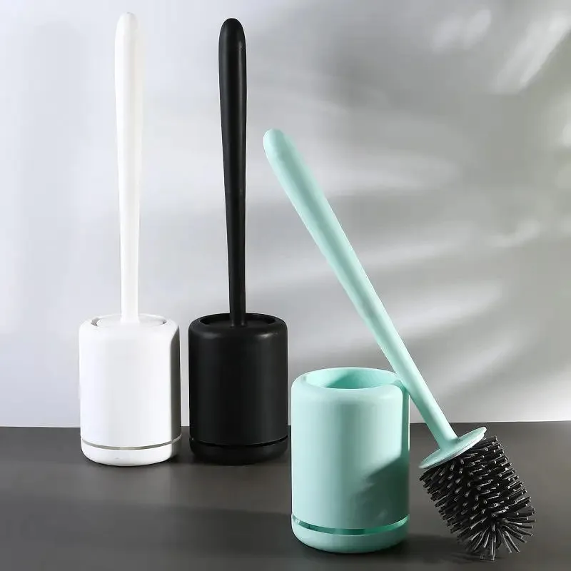Conjunto de escova de limpeza de escova de vaso sanitário de banheiro-doméstico não perfurado, cabo longo, com base acessórios de banheiro