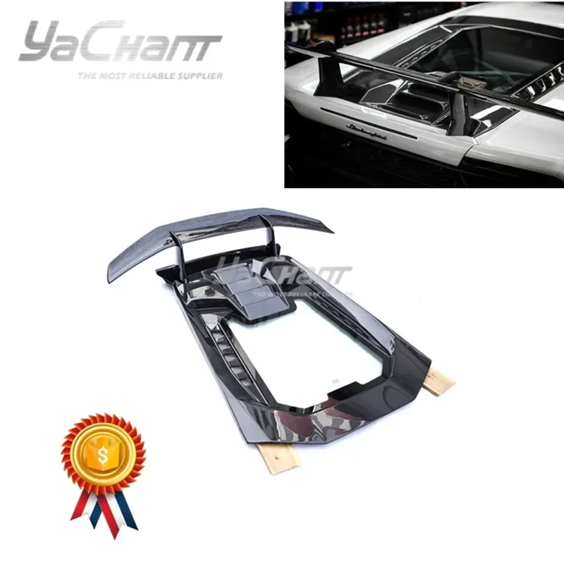 Car-Styling Carbon Fiber Engine Hood & Rear Wing Spoiler Fit For 2014-2019 Huracan LP610-4 & LP580-2 Coupe Spyder PF Style
