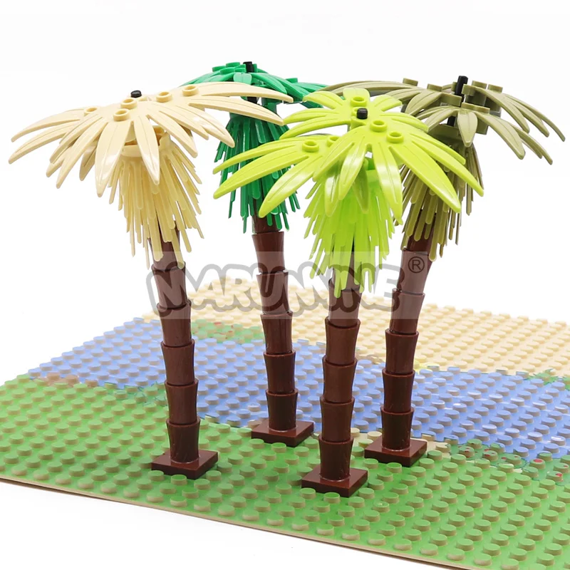 Marumine 4 pçs coqueiro moc cidade planta blocos de construção tijolos jardim bonsai floresta diy clássico modelo kit 30338 30239