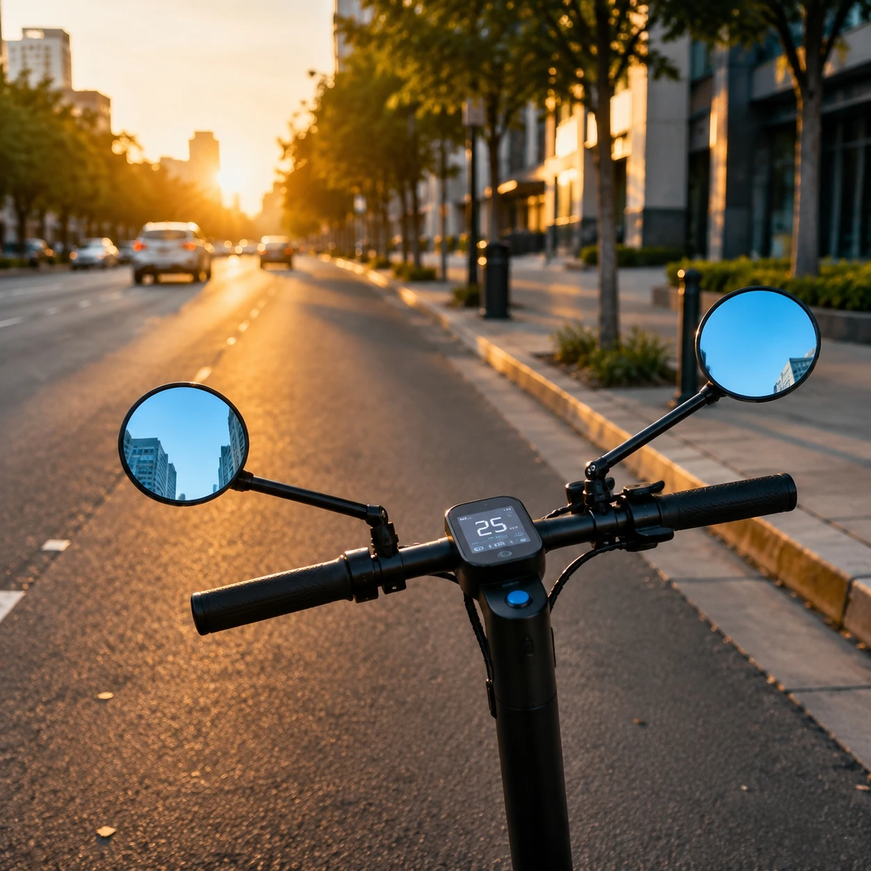 Universal CNC Aluminum Motorcycle Electric Scooter Rearview Mirrors Anti-Glare Blue  Round Side Rear View Mirrors Modification