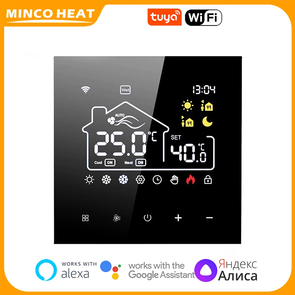 MincoHeat Smart Tuya Wifi Thermostat Central Air Conditioning & Water Floor Heating HVAC Temperature Control Switch Programmable