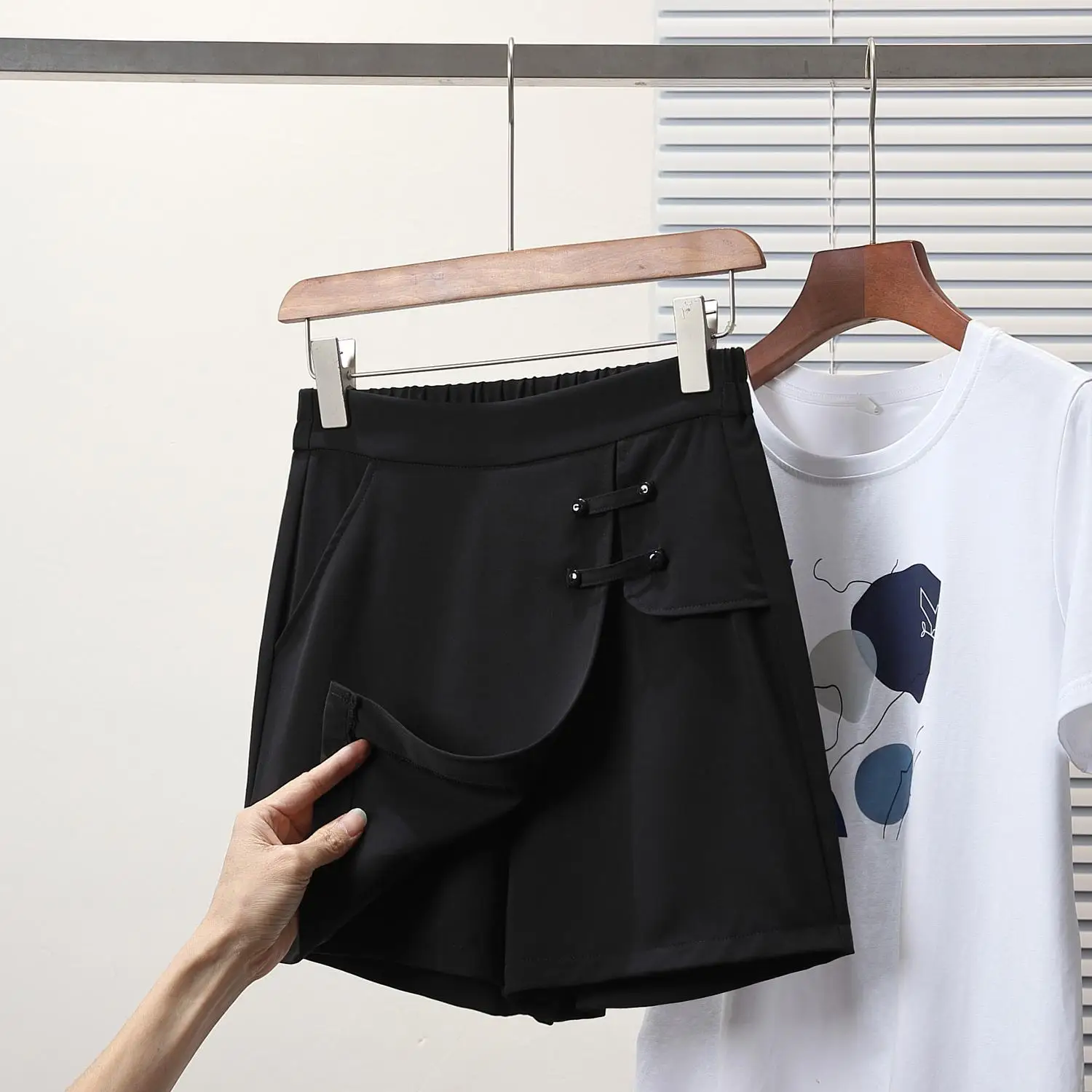 Women Plus Size Y2K Black ink Short High Waist Fashion 2024 New Summer Shorts Pant Female Korean Free Shipping Clothing