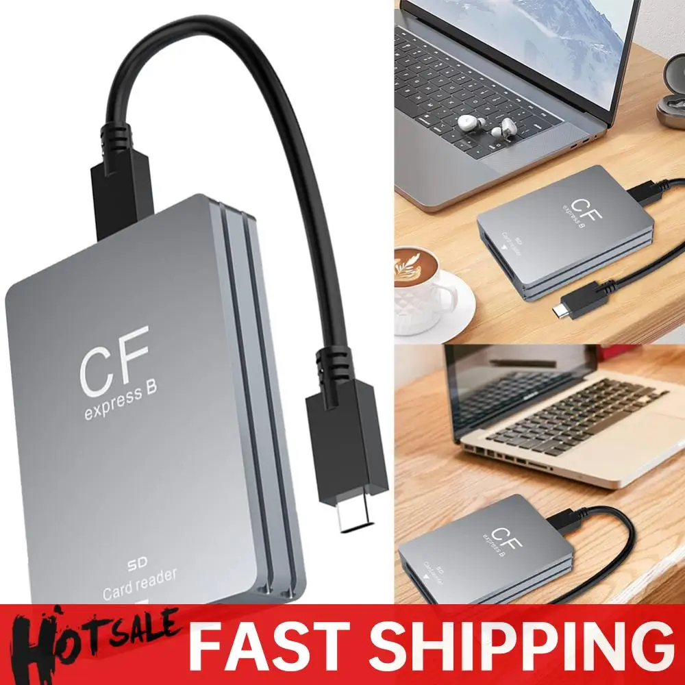 

2 in 1 CFexpress Type B&SD Card Reader Memory Card Reader with USB C To USB C/A Cable Support Android/Windows/ OS for SLR