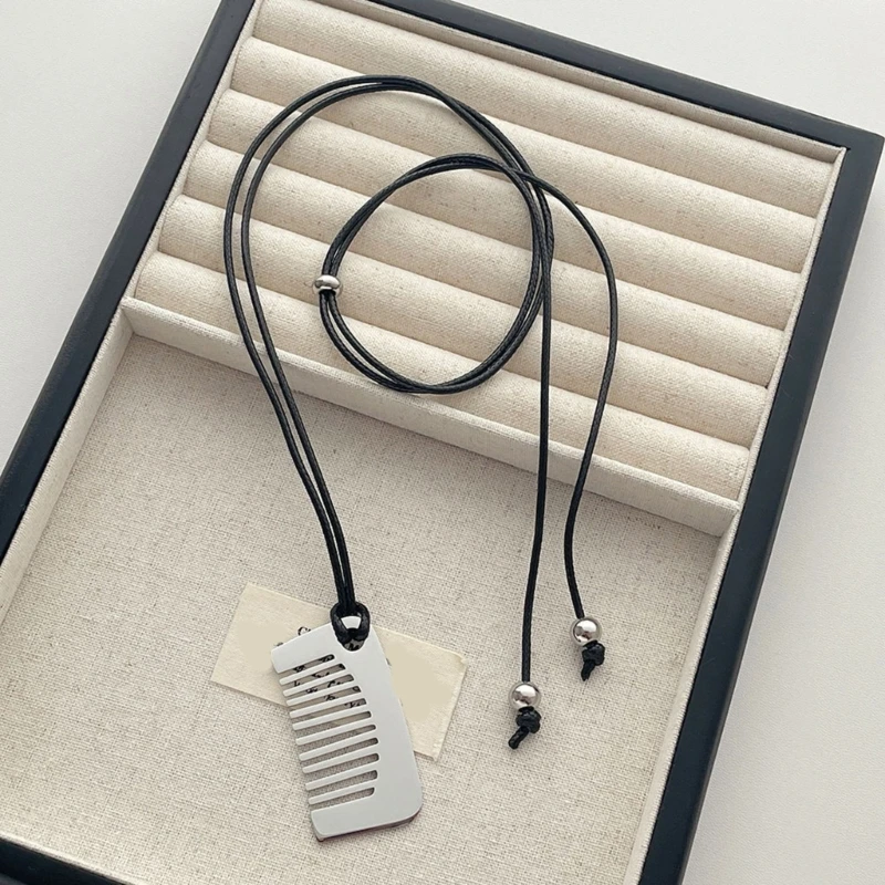 Multipurpose Portable Styling Sturdy Steel Comb Pendant Necklace for Fashionable Addition for Women's Hair Accessories