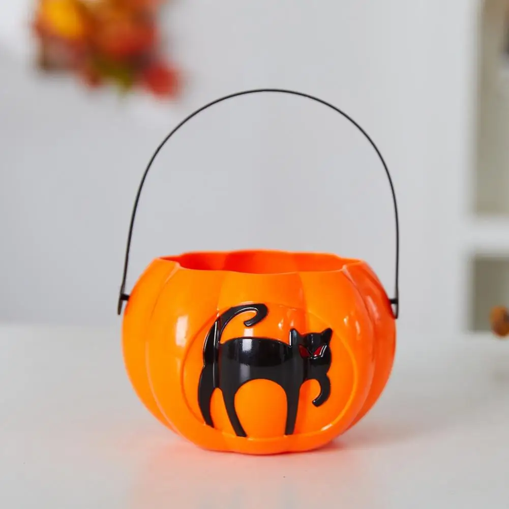 Decorative Party Supplies Halloween Light-up Pumpkin Bucket Black Cat Skull Candy Container Led Glowing Trick or Treat Box Party