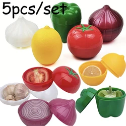 5pcs Food Savers Avocado Keepers Storage Container for Onion Lemon Pepper Tomato Garlic Creative Kitchen Refrigerator Gadget