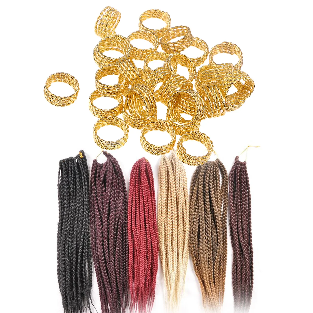 

30 pcs Hair Cuffs Dreadlocks Metal Braiding Beads Gold Plated Thin Hair Decoration Accessories Women Girls Golden